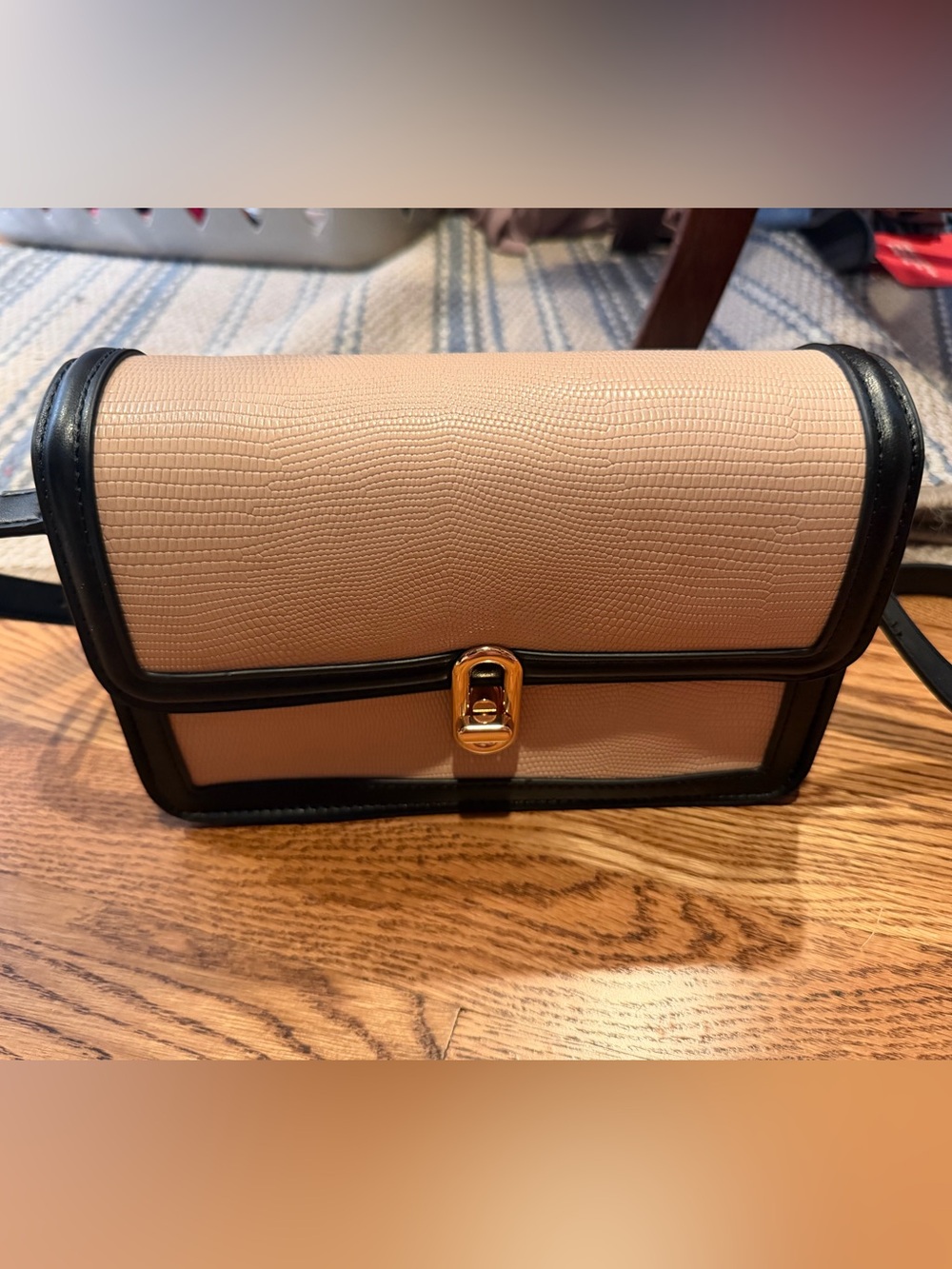 Structured Blush Crossbody with Gold Turn-Lock
